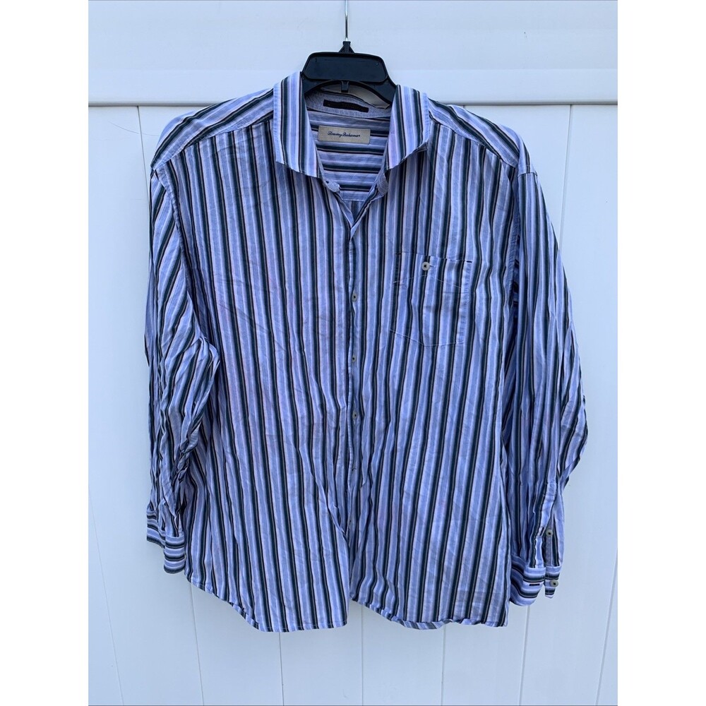 Tommy  bahama Button Down Long Sleeve Mens size 2XL Striped Blue
